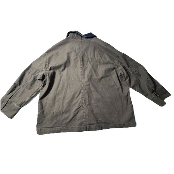 Old Navy Women’s Plus Size 2X Brown Canvas Barn Jacket Zip Snap Corduroy - Picture 5 of 9